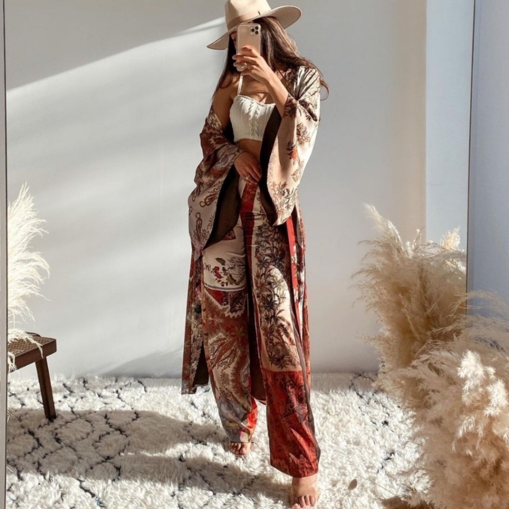 Zara Patchwork Print Pants Multicolor Medium NWT - image 3